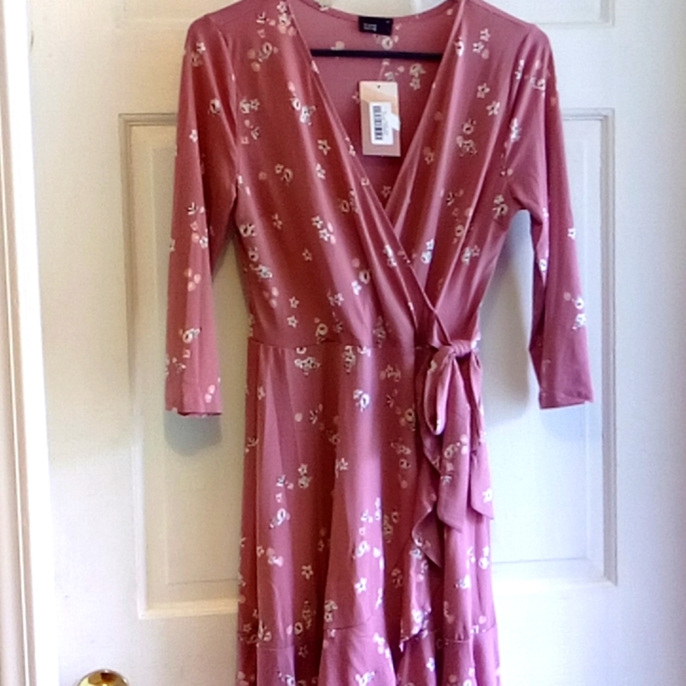 Petite floral faux wrap dress